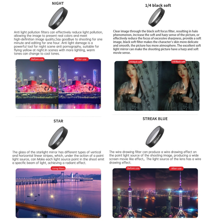 For DJI Neo JSR KB Series Drone Lens Filter, Filter:6 in 1 ND8-64 CPL STAR - free shipping - PMC TechLife - Order now!