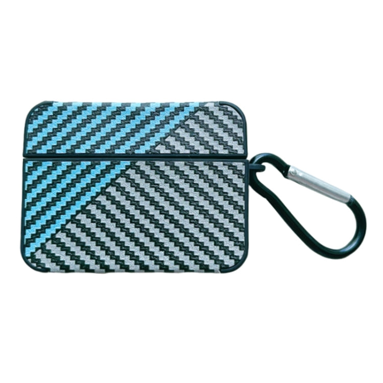 For AirPods 3 Carbon Fibre Texture PU Earbuds Box PC Case with Hook(Sky Blue) - For AirPods 3 by PMC Jewellery | Online Shopping South Africa | PMC Jewellery | Buy Now Pay Later Mobicred