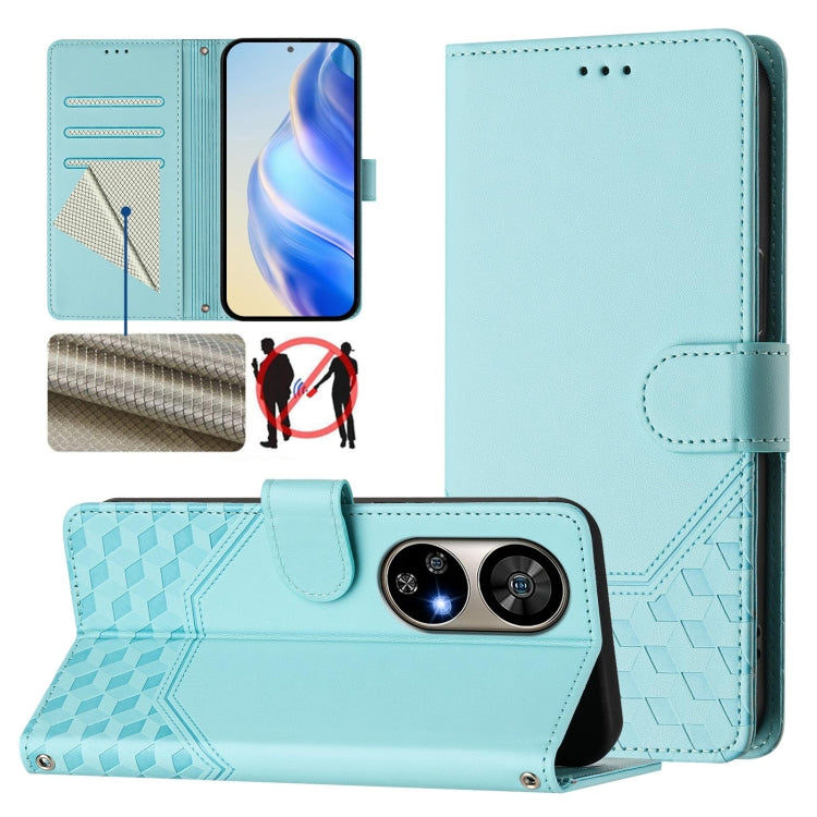 For Ulefone Note 17 Pro Honeycomb Embossing RFID Leather Phone Case(Mint Green) - Ulefone Cases by PMC Jewellery | Online Shopping South Africa | PMC Jewellery | Buy Now Pay Later Mobicred