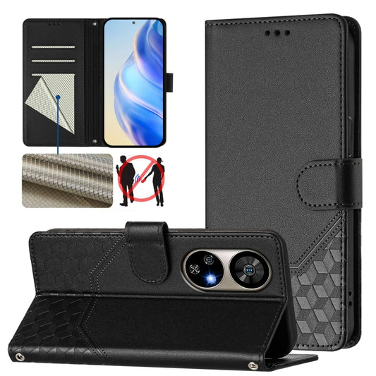 For Ulefone Note 17 Pro Honeycomb Embossing RFID Leather Phone Case(Black) - Ulefone Cases by PMC Jewellery | Online Shopping South Africa | PMC Jewellery | Buy Now Pay Later Mobicred