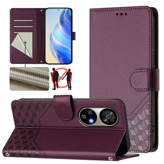 For Ulefone Note 17 Pro Honeycomb Embossing RFID Leather Phone Case(Violet) - Ulefone Cases by PMC Jewellery | Online Shopping South Africa | PMC Jewellery | Buy Now Pay Later Mobicred