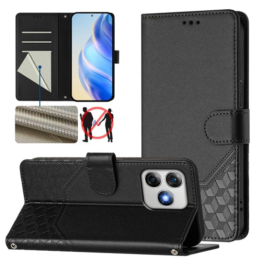 For Ulefone Note 18 Ultra Honeycomb Embossing RFID Leather Phone Case(Black) - Ulefone Cases by PMC Jewellery | Online Shopping South Africa | PMC Jewellery | Buy Now Pay Later Mobicred