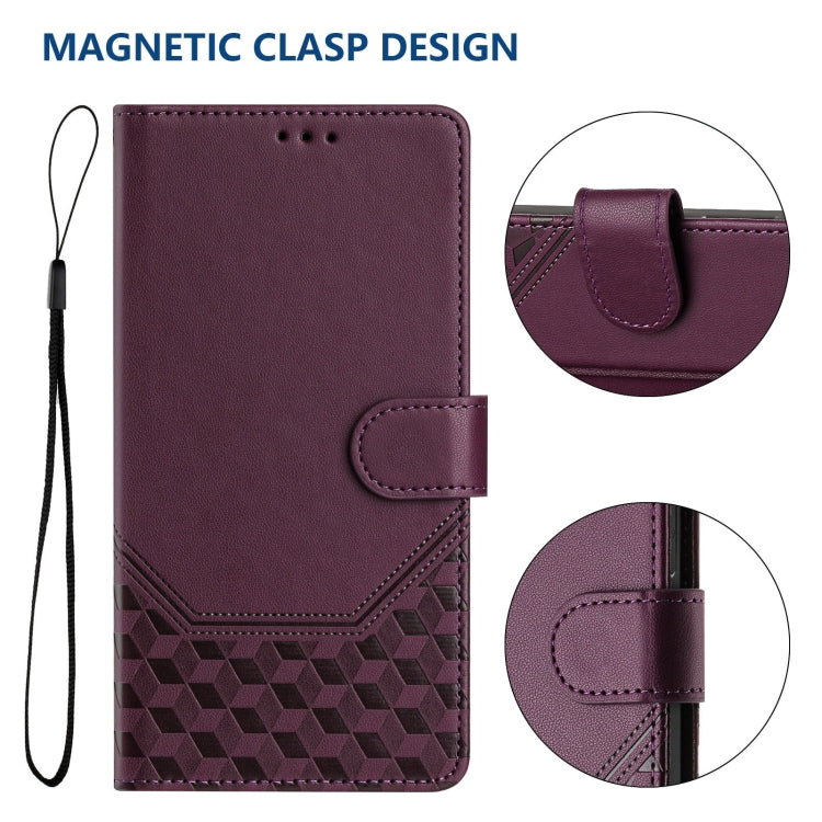 For Sony Xperia 1 VI 2024 Honeycomb Embossing RFID Leather Phone Case(Violet) - Sony Cases by PMC Jewellery | Online Shopping South Africa | PMC Jewellery | Buy Now Pay Later Mobicred