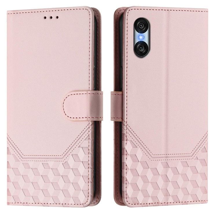 For Sony Xperia 10 VI 2024 Honeycomb Embossing RFID Leather Phone Case(Pink) - Sony Cases by PMC Jewellery | Online Shopping South Africa | PMC Jewellery | Buy Now Pay Later Mobicred