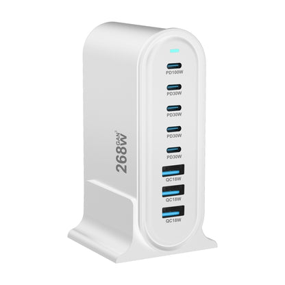 YMX-968 268W 5Type-C, 3USB 8-Ports Desktop Fast Charger, Plug Type:US Plug(White) - Multifunction Charger by PMC Jewellery | Online Shopping South Africa | PMC Jewellery | Buy Now Pay Later Mobicred