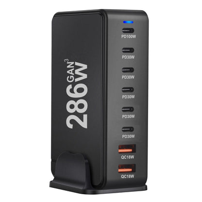 YMX-986 286W 6 Type-C, 2 USB 8-Ports Desktop Fast Charger, Plug Type:US Plug(Black) - Multifunction Charger by PMC Jewellery | Online Shopping South Africa | PMC Jewellery | Buy Now Pay Later Mobicred