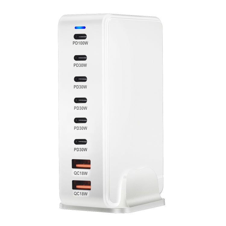 YMX-986 286W 6 Type-C, 2 USB 8-Ports Desktop Fast Charger, Plug Type:UK Plug(White) - Multifunction Charger by PMC Jewellery | Online Shopping South Africa | PMC Jewellery | Buy Now Pay Later Mobicred