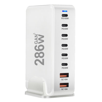 YMX-986 286W 6 Type-C, 2 USB 8-Ports Desktop Fast Charger, Plug Type:AU Plug(White) - Multifunction Charger by PMC Jewellery | Online Shopping South Africa | PMC Jewellery | Buy Now Pay Later Mobicred