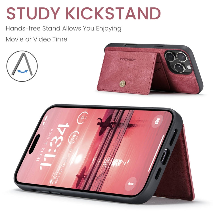 For iPhone 16 Pro Max JEEHOOD J01 Retro Magnetic Detachable Wallet Phone Case(Red) - free shipping - PMC Jewellery - Order now!