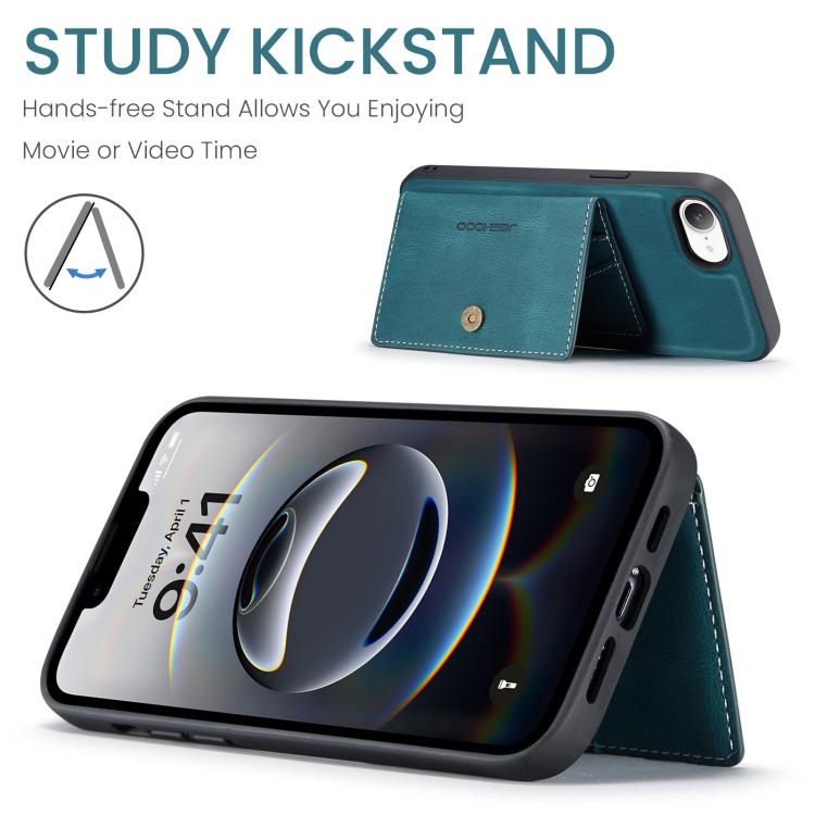 For iPhone 16e JEEHOOD J01 Retro Magnetic Detachable Wallet Phone Case(Blue) - free shipping - PMc TechLife - Order now!