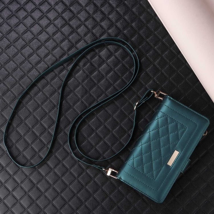 For Google Pixel 7 Pro Crossbody Zipper Wallet Rhombus Leather Phone Case(Green) - Google Cases by PMC TechLife | Online Shopping South Africa | PMC TechLife | Buy Now Pay Later Mobicred