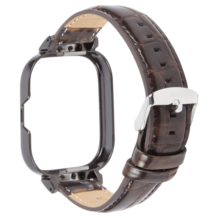 For Redmi Watch 4 Metal Black Frame Genuine Leather Watch Band(Bamboo Brown) - free shipping - PMc TechLife - Order now!