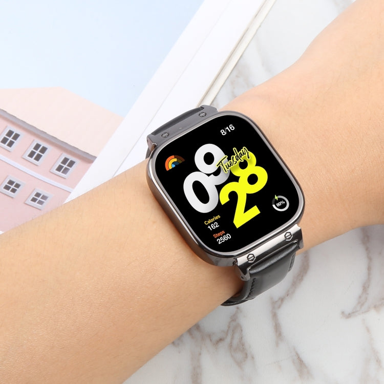 For Redmi Watch 4 Metal Black Frame Genuine Leather Watch Band(Bamboo Brown) - free shipping - PMc TechLife - Order now!