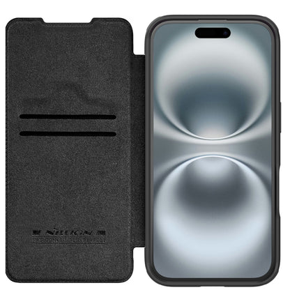 For iPhone 16 NILLKIN Qin Prop Series Flip Camera Cover Design Leather Phone Case(Plain Leather Black) - More iPhone Cases by NILLKIN | Online Shopping South Africa | PMC Jewellery | Buy Now Pay Later Mobicred