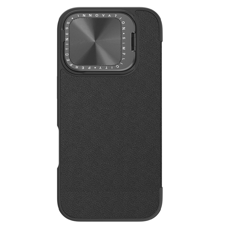 For iPhone 16 Pro Max NILLKIN Qin Prop Series Flip Camera Cover Design Leather Phone Case(Plain Leather Black) - iPhone 16 Pro Max Cases by NILLKIN | Online Shopping South Africa | PMC Jewellery | Buy Now Pay Later Mobicred