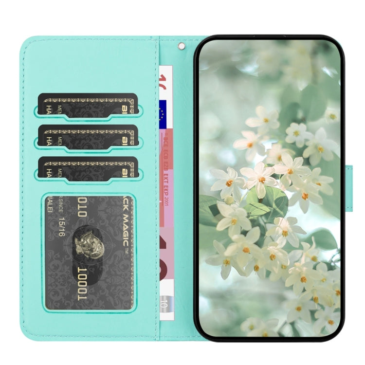 For Samsung Galaxy S25+ 5G Floral Embossed Pattern Leather Phone Case(Light Green) - Galaxy S25+ 5G Cases by PMC Jewellery | Online Shopping South Africa | PMC Jewellery | Buy Now Pay Later Mobicred