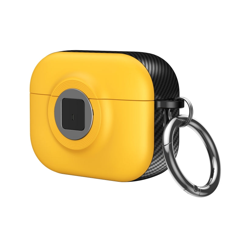 For AirPods Pro 2 Camera Series PC + TPU Headset Shockproof Carbon Fibre Case(Yellow) - For AirPods Pro 2 by PMC Jewellery | Online Shopping South Africa | PMC Jewellery | Buy Now Pay Later Mobicred
