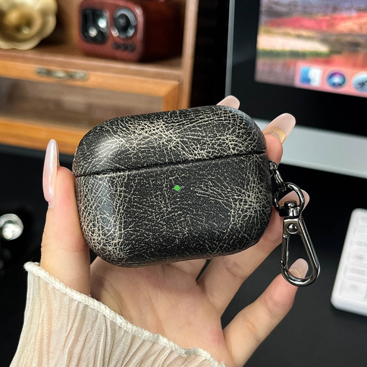 For AirPods 4 Retro Oil Leather Bluetooth Earphones Protective Case(Black) - For AirPods 4 by PMC Jewellery | Online Shopping South Africa | PMC Jewellery | Buy Now Pay Later Mobicred