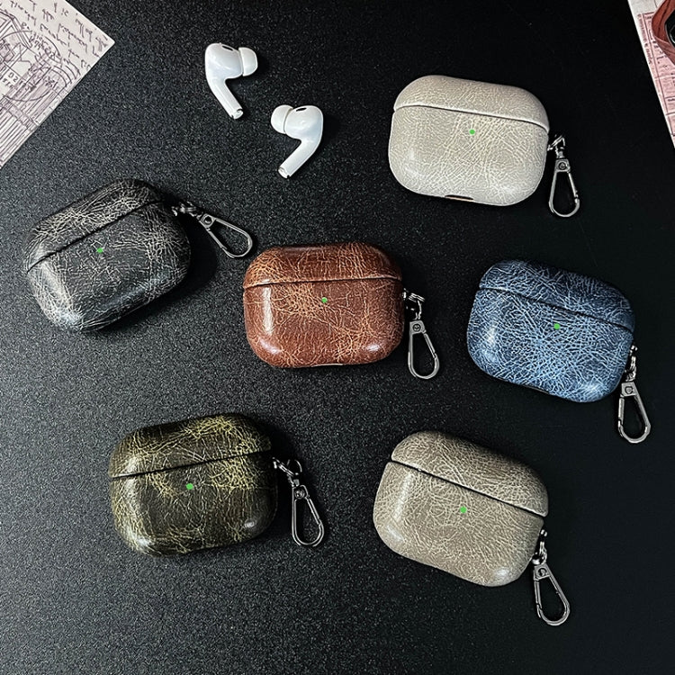 For AirPods Pro 2 Retro Oil Leather Bluetooth Earphones Protective Case(Coffee) - For AirPods Pro 2 by PMC Jewellery | Online Shopping South Africa | PMC Jewellery | Buy Now Pay Later Mobicred