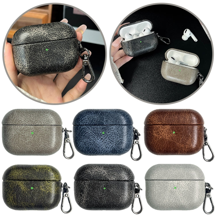For AirPods 3 Retro Oil Leather Bluetooth Earphones Protective Case(Apricot) - For AirPods 3 by PMC Jewellery | Online Shopping South Africa | PMC Jewellery | Buy Now Pay Later Mobicred