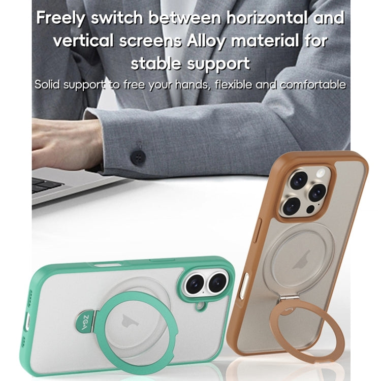 For iPhone 16 Pro ZGA Magsafe Holder PC Hybrid TPU Phone Case(Black) - free shipping - PMC Jewellery - Order now!