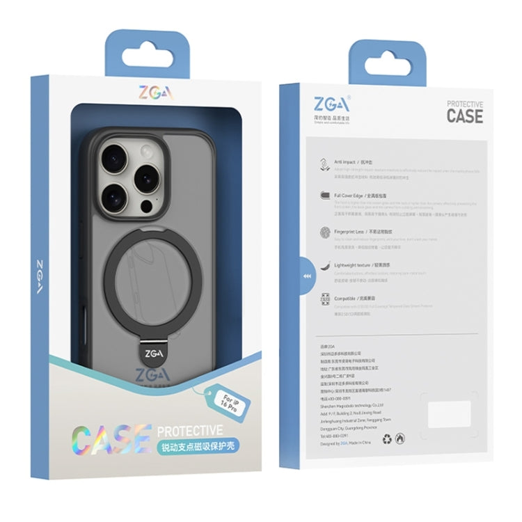 For iPhone 16 ZGA Magsafe Holder PC Hybrid TPU Phone Case(Black) - free shipping - PMC Jewellery - Order now!