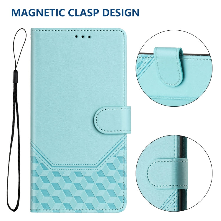 For Huawei Pura 70 Pro / Pura 70 Pro+ Honeycomb Embossing RFID Leather Phone Case(Mint Green) - Huawei Cases by PMC Jewellery | Online Shopping South Africa | PMC Jewellery | Buy Now Pay Later Mobicred