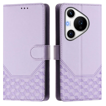 For Huawei Pura 70 Pro / Pura 70 Pro+ Honeycomb Embossing RFID Leather Phone Case(Light Purple) - Huawei Cases by PMC Jewellery | Online Shopping South Africa | PMC Jewellery | Buy Now Pay Later Mobicred