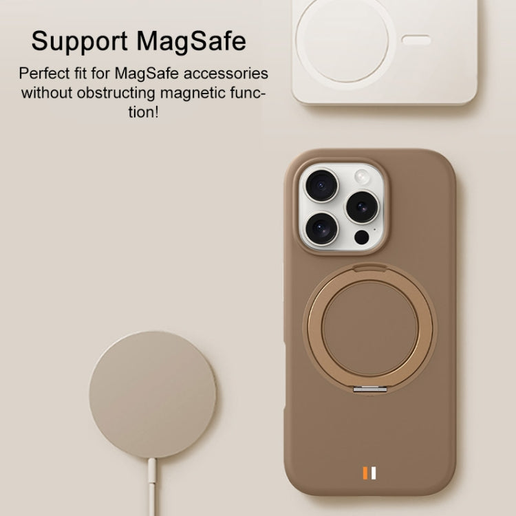 For iPhone 16 Pro TGVIS GEEK Series MagSafe Silicone Phone Case with Rotating Holder(Bronze) - iPhone 16 Pro Cases by TGVIS | Online Shopping South Africa | PMC Jewellery | Buy Now Pay Later Mobicred