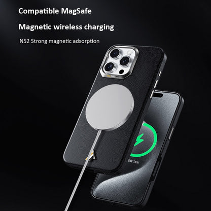 For iPhone 16 Pro Max TGVIS VIDA Series MagSafe Magnetic PU Leather Phone Case(Silver Plaid) - iPhone 16 Pro Max Cases by TGVIS | Online Shopping South Africa | PMC Jewellery | Buy Now Pay Later Mobicred