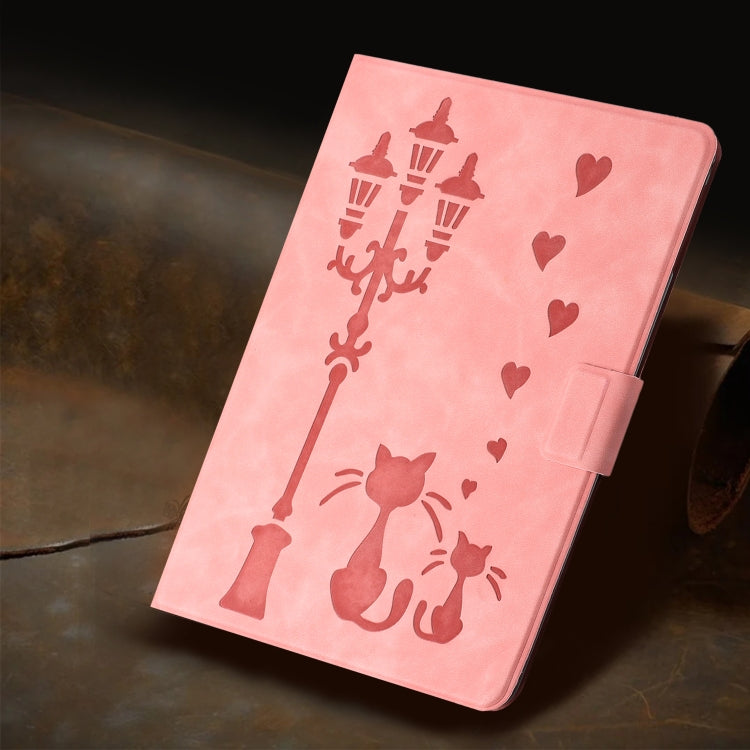 For Lenovo Tab M11 / Xiaoxin Pad 2024 Embossed Couple Cat Smart Tablet Leather Case(Pink) - Lenovo by PMC Jewellery | Online Shopping South Africa | PMC Jewellery | Buy Now Pay Later Mobicred