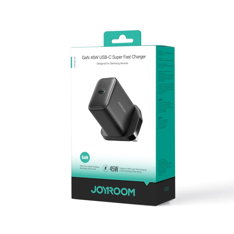 JOYROOM JR-TCG13 45W GaN USB-C / Type-C Port Super Fast Charger, Plug:UK Plug(Black) - USB Charger by JOYROOM | Online Shopping South Africa | PMC Jewellery | Buy Now Pay Later Mobicred