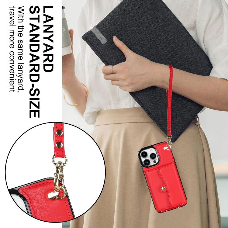 For iPhone 16 Pro Max RFID Card Slot Phone Case with Long Lanyard(Red) - iPhone 16 Pro Max Cases by PMC Jewellery | Online Shopping South Africa | PMC Jewellery | Buy Now Pay Later Mobicred