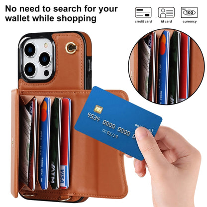 For iPhone 16 Pro Max RFID Card Slot Phone Case with Long Lanyard(Brown) - iPhone 16 Pro Max Cases by PMC Jewellery | Online Shopping South Africa | PMC Jewellery | Buy Now Pay Later Mobicred