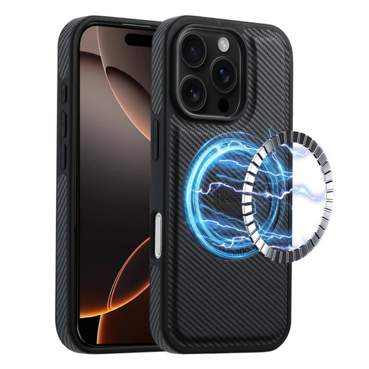 For iPhone 16 Pro Max Denior Carbon Fiber Texture Leather MagSafe Phone Case(Black) - iPhone 16 Pro Max Cases by Denior | Online Shopping South Africa | PMC Jewellery | Buy Now Pay Later Mobicred