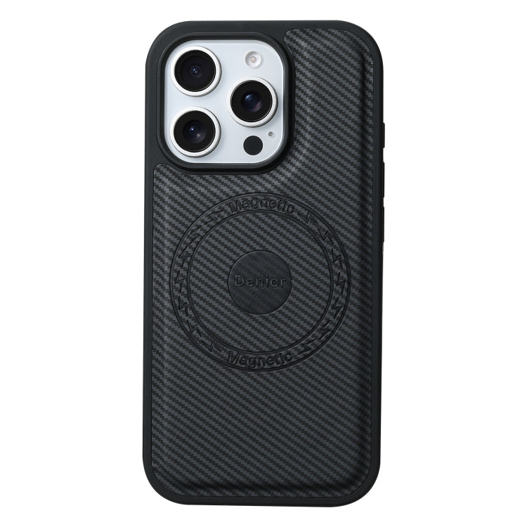 For iPhone 16 Plus Denior Carbon Fiber Texture Leather MagSafe Phone Case(Black) - iPhone 16 Plus Cases by Denior | Online Shopping South Africa | PMC Jewellery | Buy Now Pay Later Mobicred