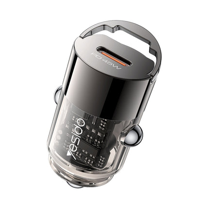 Yesido Y67 PD45W Single USB-C / Type-C Zinc Alloy Mini Car Charger(Metal Grey) - Car Charger by Yesido | Online Shopping South Africa | PMC Jewellery | Buy Now Pay Later Mobicred