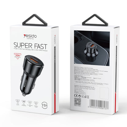 Yesido Y64 PD30W Type-C + QC20W USB Super Fast Car Charger(Black) - Car Charger by Yesido | Online Shopping South Africa | PMC Jewellery | Buy Now Pay Later Mobicred