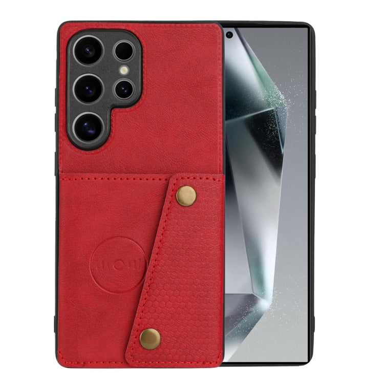 For Samsung Galaxy S25 Ultra 5G Double Buckle Card Slots Magnetic Phone Case(Red) - Galaxy S25 Ultra 5G Cases by PMC Jewellery | Online Shopping South Africa | PMC Jewellery | Buy Now Pay Later Mobicred