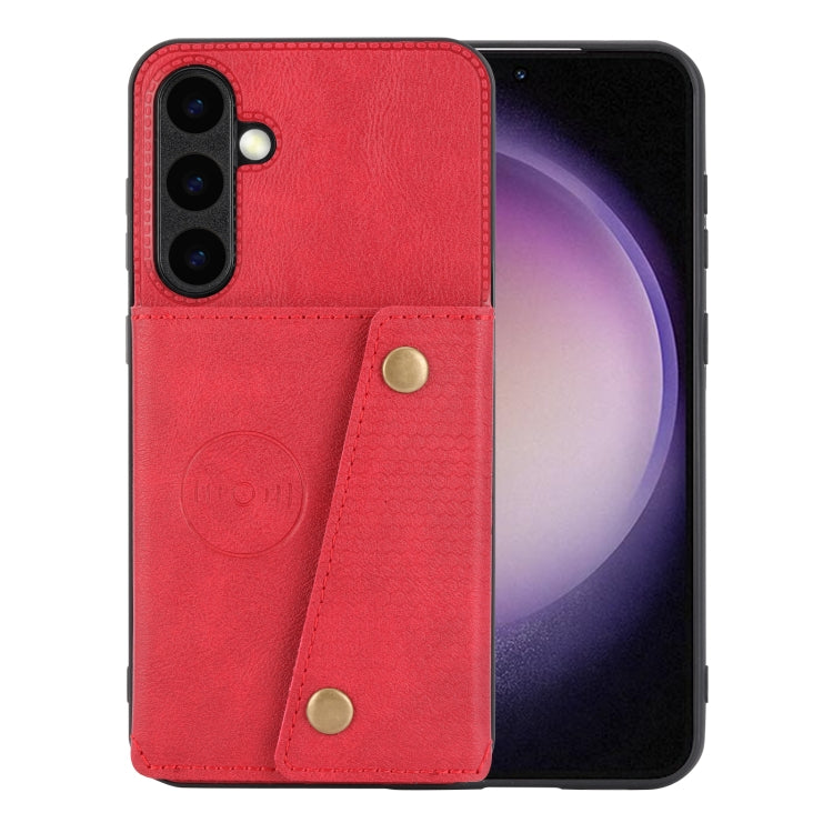 For Samsung Galaxy S25 5G Double Buckle Card Slots Magnetic Phone Case(Red) - Galaxy S25 5G Cases by PMC Jewellery | Online Shopping South Africa | PMC Jewellery | Buy Now Pay Later Mobicred