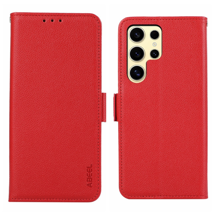 For Samsung Galaxy S25 Ultra ABEEL Side-Magnetic Litchi Pattern Leather RFID Phone Case(Red) - Galaxy S25 Ultra 5G Cases by PMC TechLife | Online Shopping South Africa | PMC TechLife | Buy Now Pay Later Mobicred
