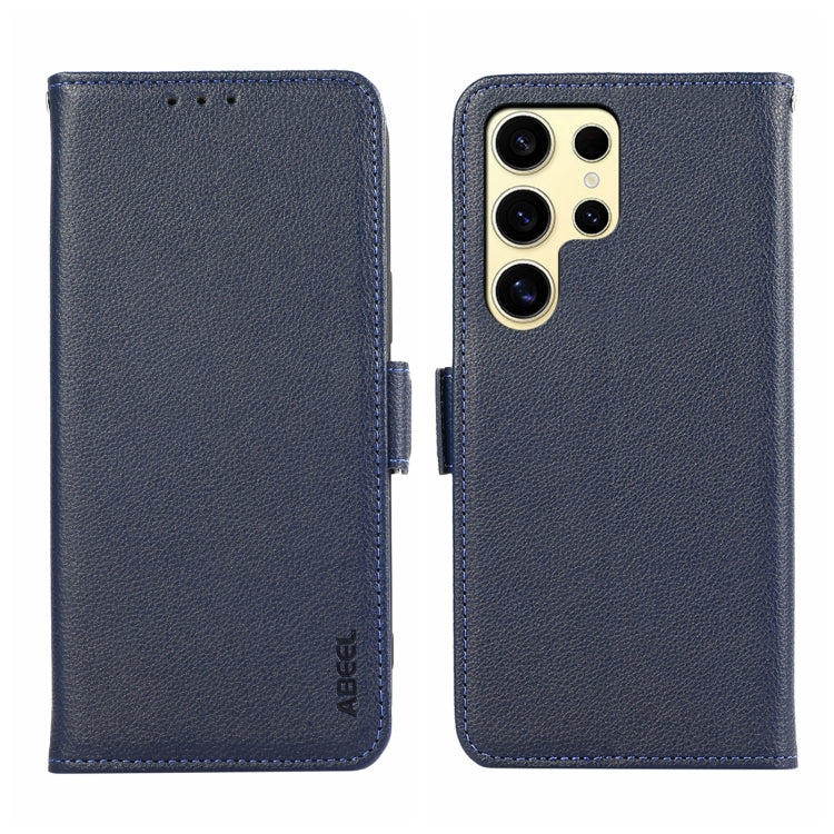 For Samsung Galaxy S25 Ultra ABEEL Side-Magnetic Litchi Pattern Leather RFID Phone Case(Blue) - Galaxy S25 Ultra 5G Cases by PMC TechLife | Online Shopping South Africa | PMC TechLife | Buy Now Pay Later Mobicred