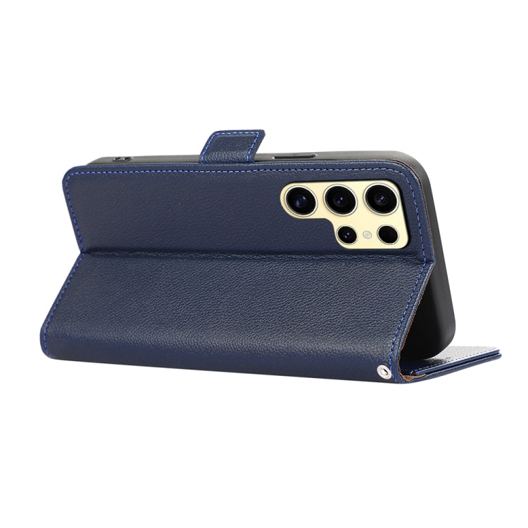 For Samsung Galaxy S25 Ultra ABEEL Side-Magnetic Litchi Pattern Leather RFID Phone Case(Blue) - Galaxy S25 Ultra 5G Cases by PMC TechLife | Online Shopping South Africa | PMC TechLife | Buy Now Pay Later Mobicred