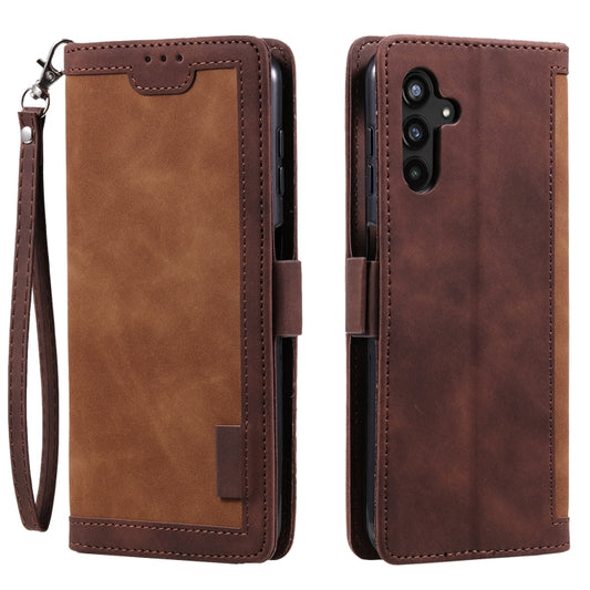 For Samsung Galaxy S25 5G Retro Splicing Horizontal Flip Leather Phone Case(Brown) - Galaxy S25 5G Cases by PMC Jewellery | Online Shopping South Africa | PMC Jewellery | Buy Now Pay Later Mobicred