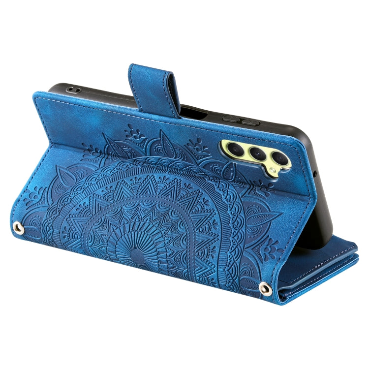 For Samsung Galaxy S25 5G Multi-Card Totem Zipper Leather Phone Case(Blue) - Galaxy S25 5G Cases by PMC Jewellery | Online Shopping South Africa | PMC Jewellery | Buy Now Pay Later Mobicred