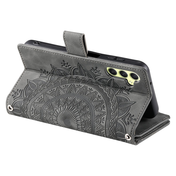 For Samsung Galaxy S25 5G Multi-Card Totem Zipper Leather Phone Case(Grey) - Galaxy S25 5G Cases by PMC Jewellery | Online Shopping South Africa | PMC Jewellery | Buy Now Pay Later Mobicred