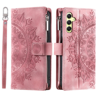 For Samsung Galaxy S25+ 5G Multi-Card Totem Zipper Leather Phone Case(Pink) - Galaxy S25+ 5G Cases by PMC Jewellery | Online Shopping South Africa | PMC Jewellery | Buy Now Pay Later Mobicred