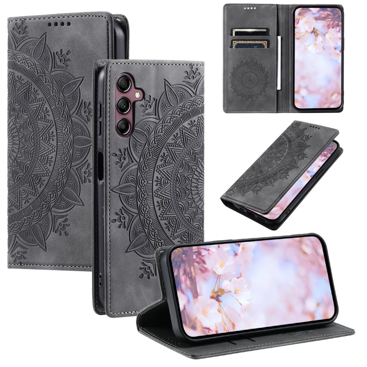 For Samsung Galaxy S25 5G Totem Embossed Magnetic Leather Phone Case(Grey) - free shipping - PMC Jewellery - Order now!