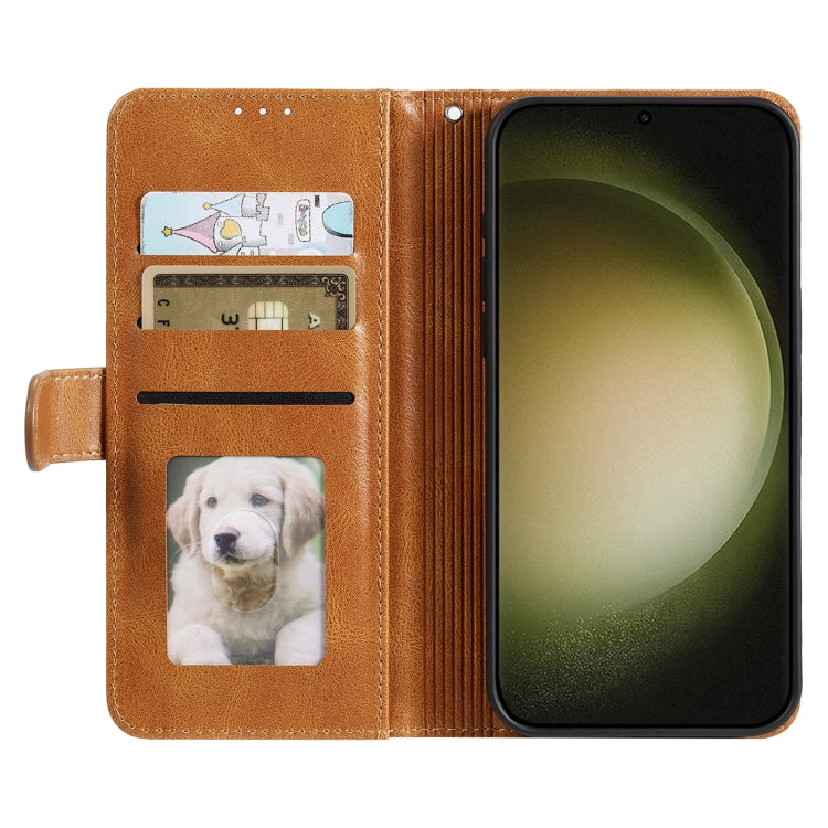 For Samsung Galaxy S25 5G Simple 6-Card Wallet Leather Phone Case(Brown) - Galaxy S25 5G Cases by PMC TechLife | Online Shopping South Africa | PMC TechLife | Buy Now Pay Later Mobicred