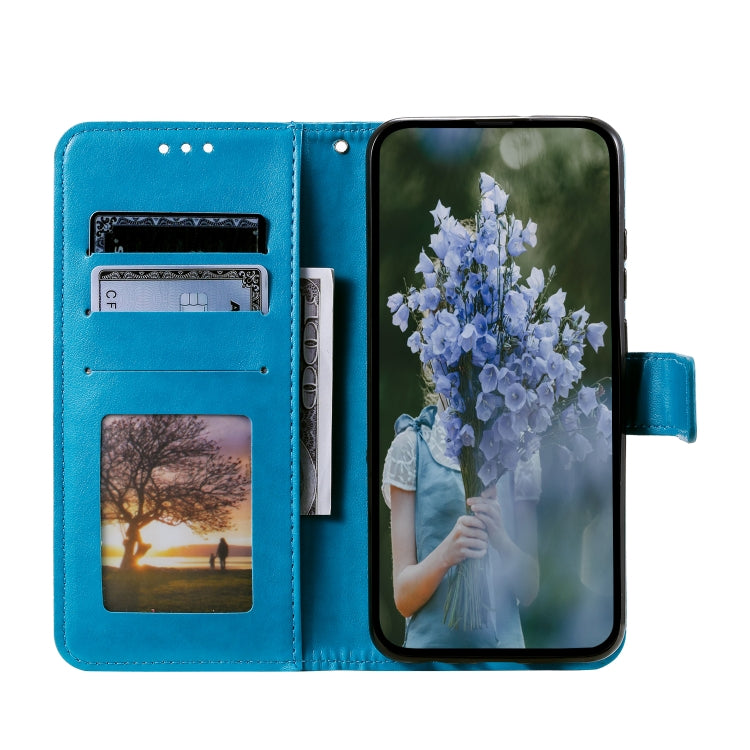 For Samsung Galaxy S25 5G Totem Flower Embossed Leather Phone Case(Blue) - Galaxy S25 5G Cases by PMC TechLife | Online Shopping South Africa | PMC TechLife | Buy Now Pay Later Mobicred